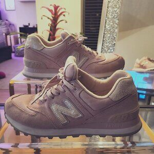 New Balance Space Pink Suede Silver Hologram 373 Sneakers